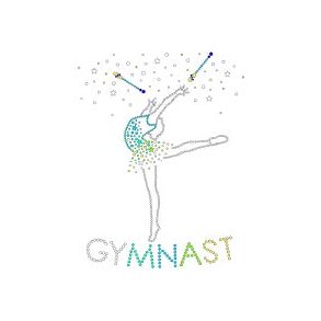 Gymnast med køller motiv i pailliet