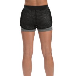 CB571 Performance Grey Heather &amp; Black Mesh Overlay Shorts