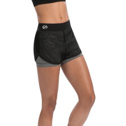 CB571 Performance Grey Heather &amp; Black Mesh Overlay Shorts