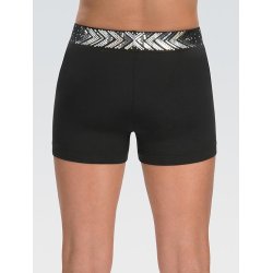 CB577 - Black Cheer Shorts w/ Silver Spanglez Waistband 