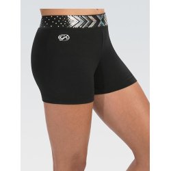 CB577 - Black Cheer Shorts w/ Silver Spanglez Waistband 
