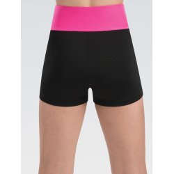 CB578 - Black High-Waisted Shorts with Colorblock Waistband 