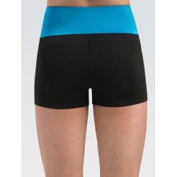 CB578 - Black High-Waisted Shorts with Colorblock Waistband 