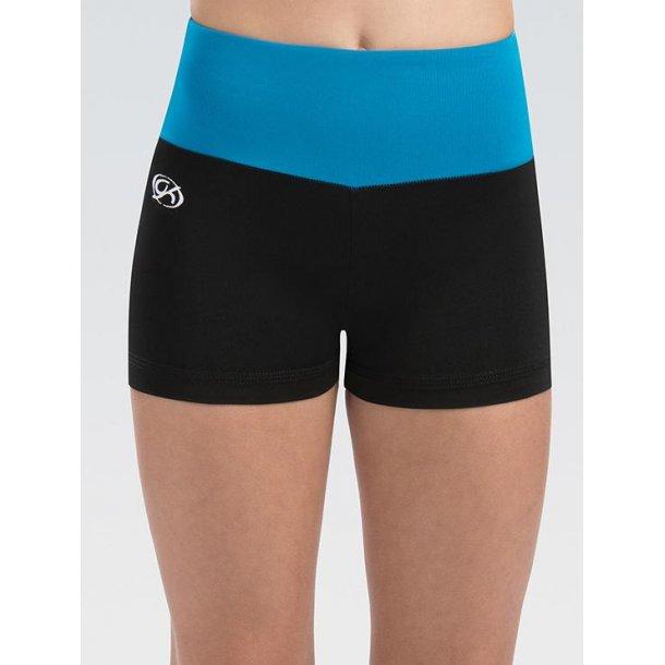 CB578 - Black High-Waisted Shorts with Colorblock Waistband 